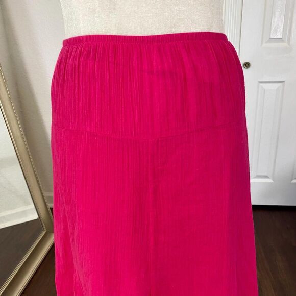 Ruby Road  Fairy Coquette Bright Pink Cotton Flowy Full Midi Maxi Skirt 10 / M - Picture 3 of 5